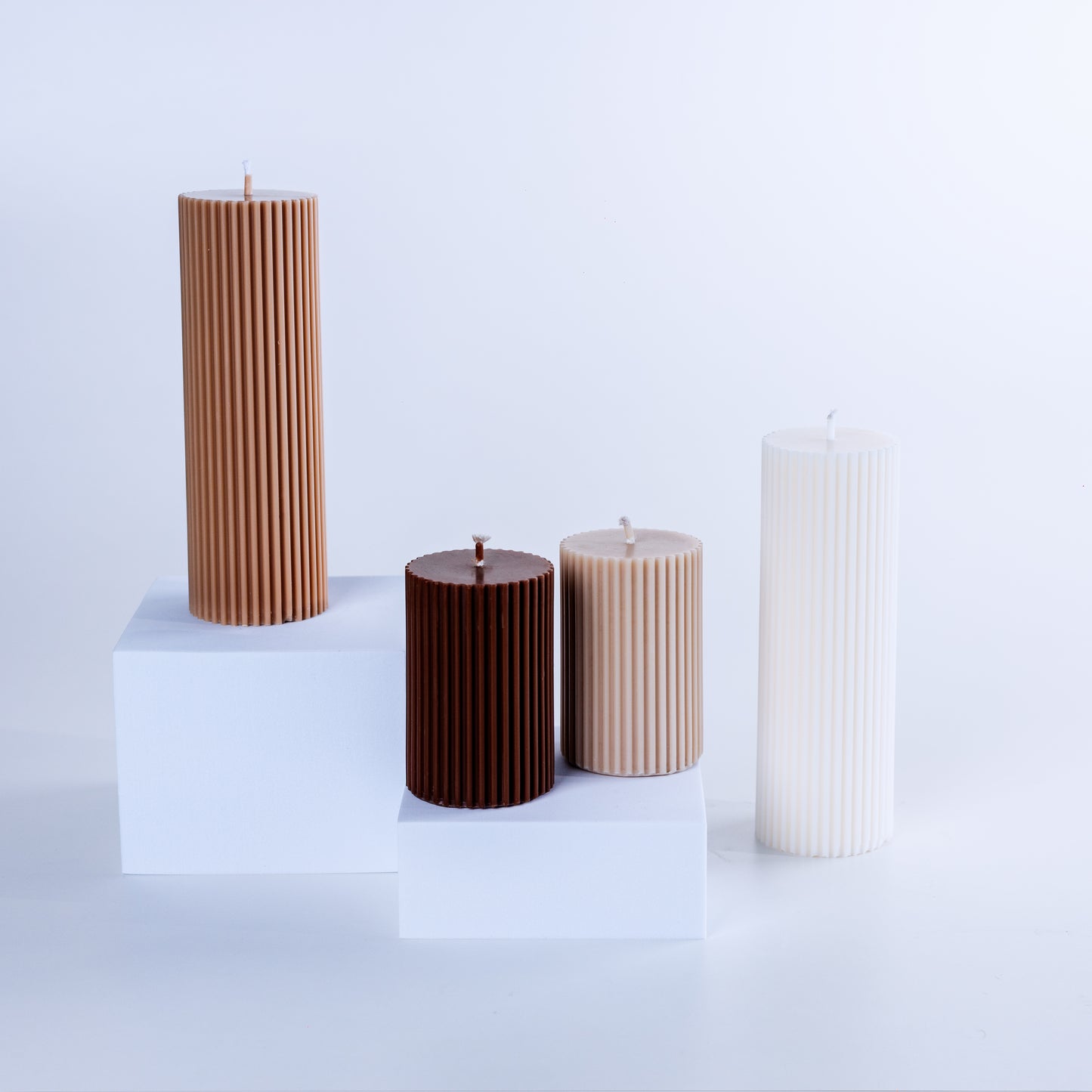 Tall ribbed pillar candle