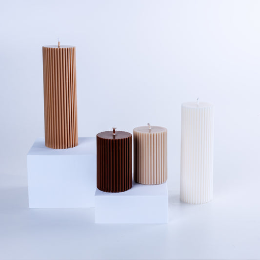 Ribbed pillar candle bundle